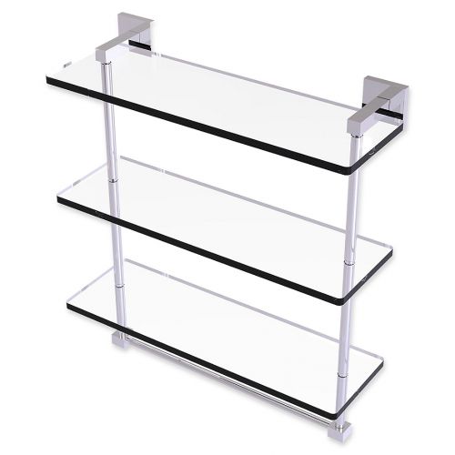  Allied Brass Montero Collection 16-Inch Triple Glass Shelf with integrated towel bar