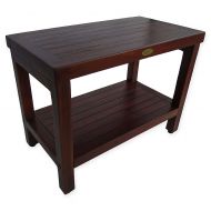 EcoDecors Classic 24-Inch Teak Shower Bench with Shelf in Brown
