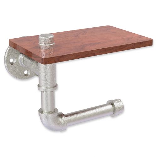 Allied Brass Pipeline Collection Toilet Paper Holder with Wood Shelf