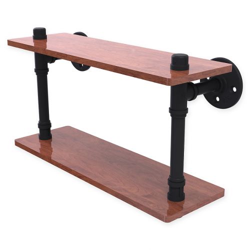  Allied Brass Pipeline Collection Ironwood Double Shelf