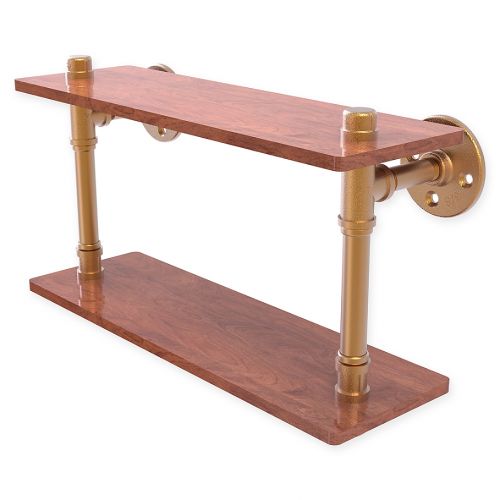  Allied Brass Pipeline Collection Ironwood Double Shelf