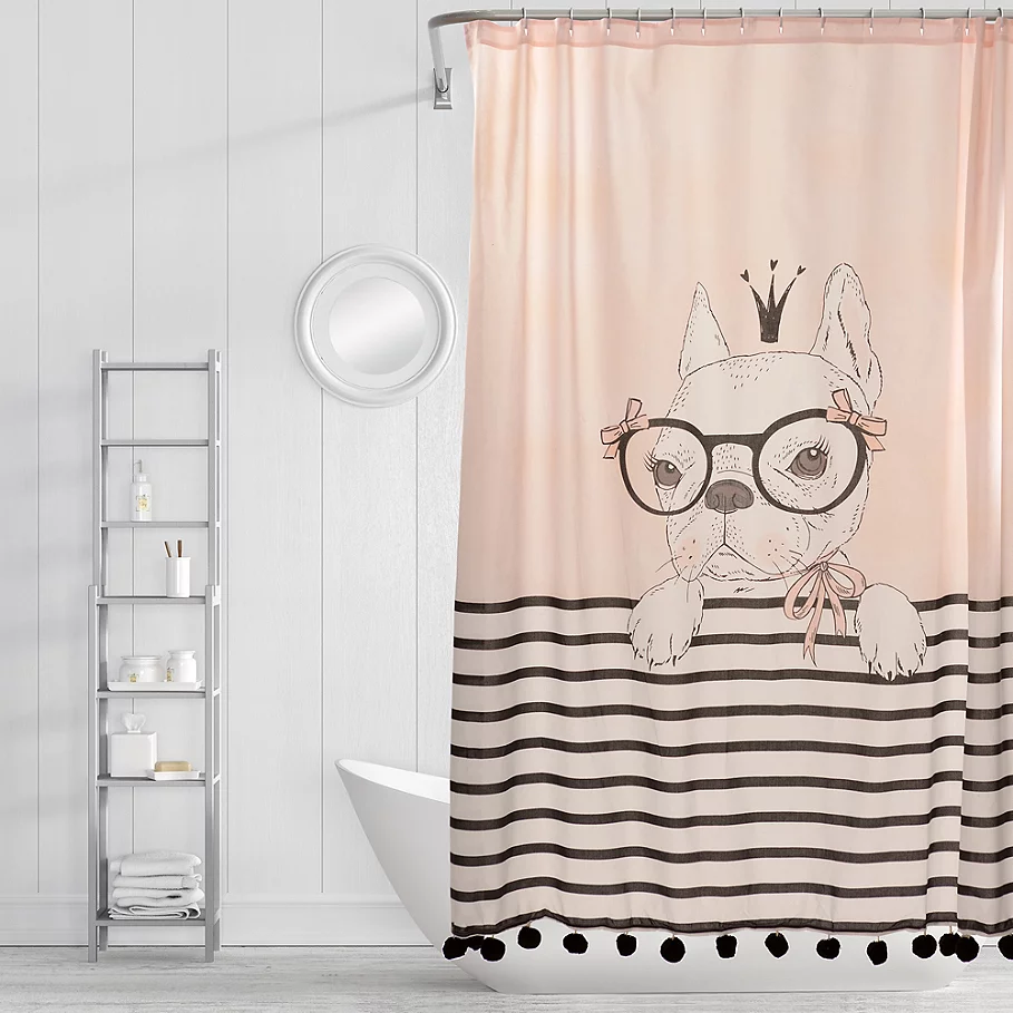  Simply Whimsical Princess Pup Shower Curtain in Pink