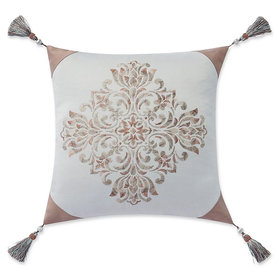 Waterford Gwyneth Square Throw Pillow in WhiteGold