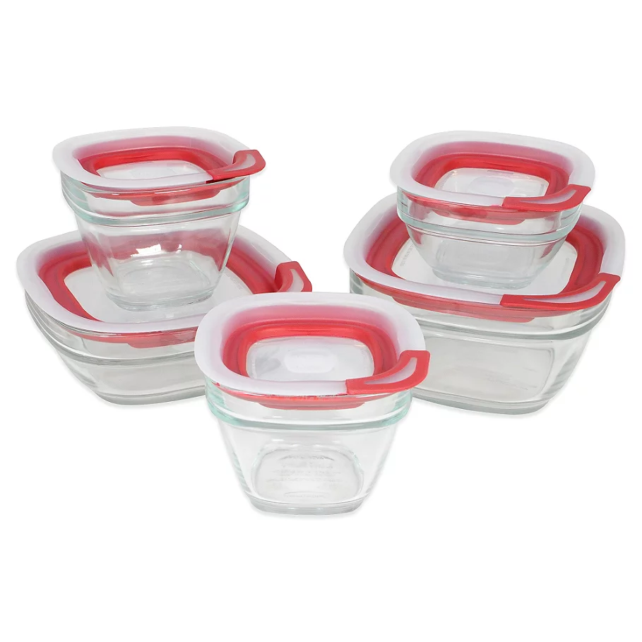Rubbermaid 10-Piece Glass Food Storage Container Set with Easy-Find Lid