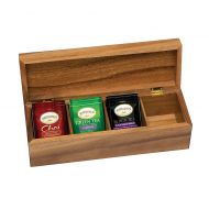 Lipper International Acacia 4-Compartment Tea Box