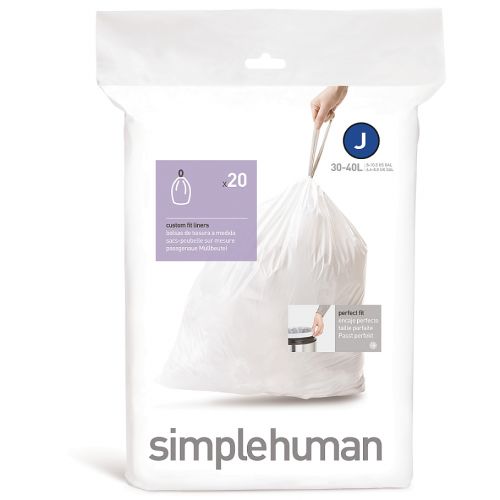 심플휴먼 Simplehuman simplehuman Code J 38-40-Liter Custom Fit Liners in White