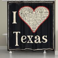 Laural Home I Love Texas Shower Curtain in Black
