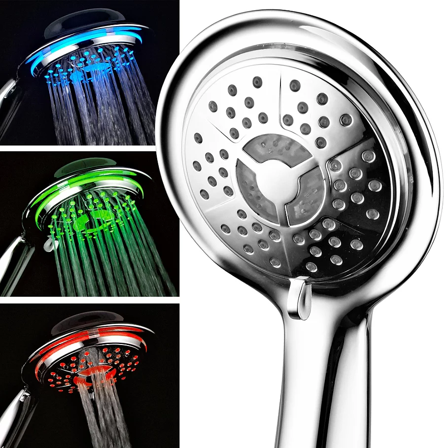  Aqua Spa Luxury LED Color-Changing Air Turbo Handheld Showerhead in Chrome