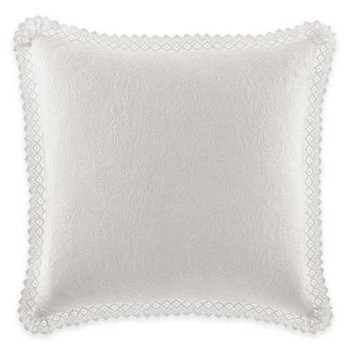  Laura Ashley Quilted European Pillow Sham with Crocheted Trim in White