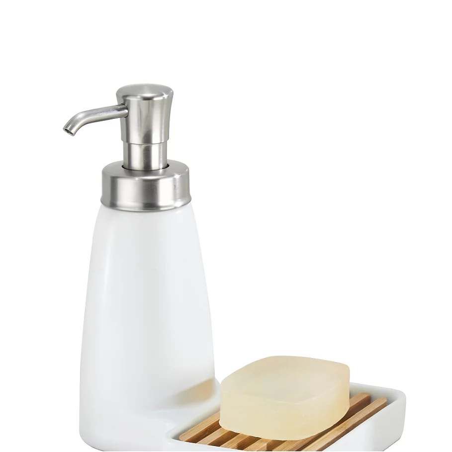  InterDesign Benton Ceramic Soap Dispenser Pump and Sponge Caddy