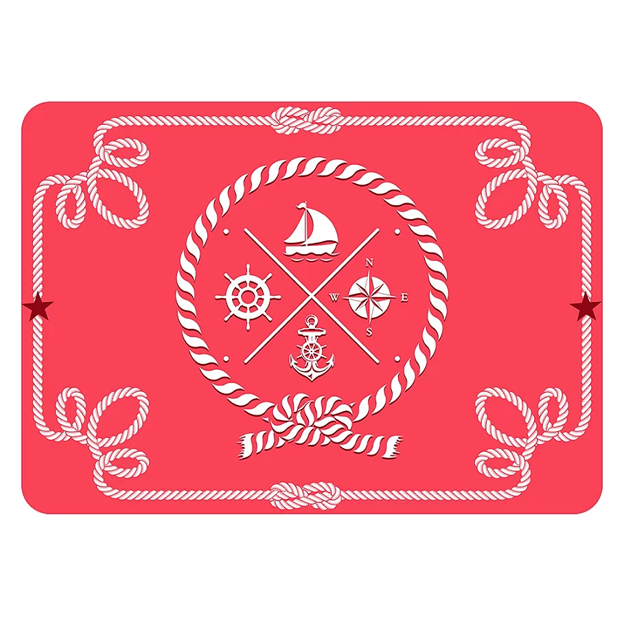  The Softer Side by Weather Guard™ Nautical Icons Kitchen Mat in Coral