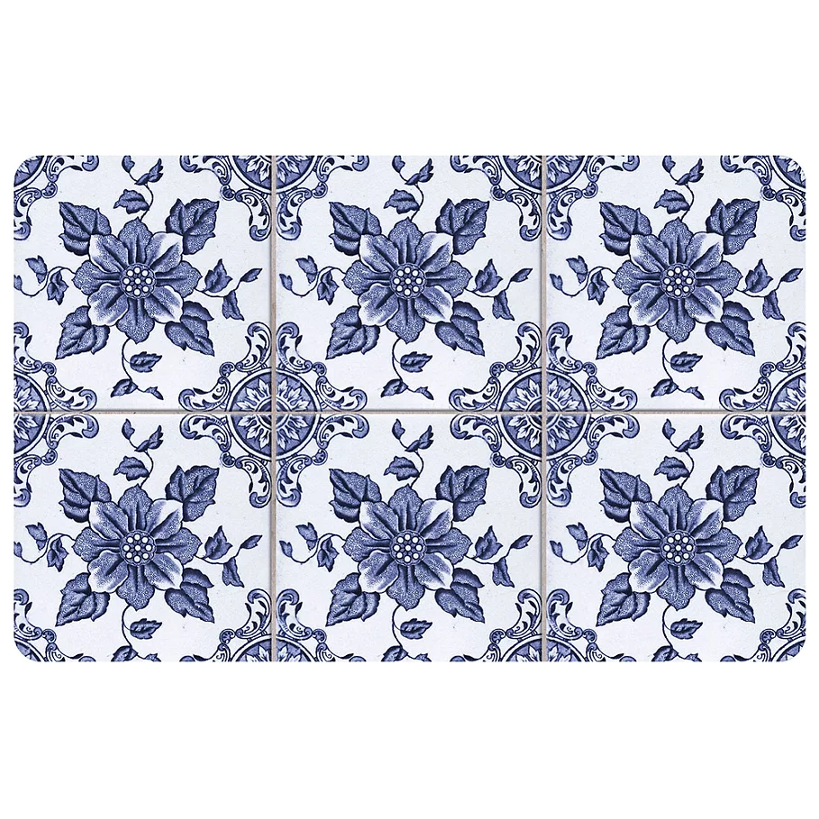 The Softer Side by Weather Guard™ Delft Floral Kitchen Mat
