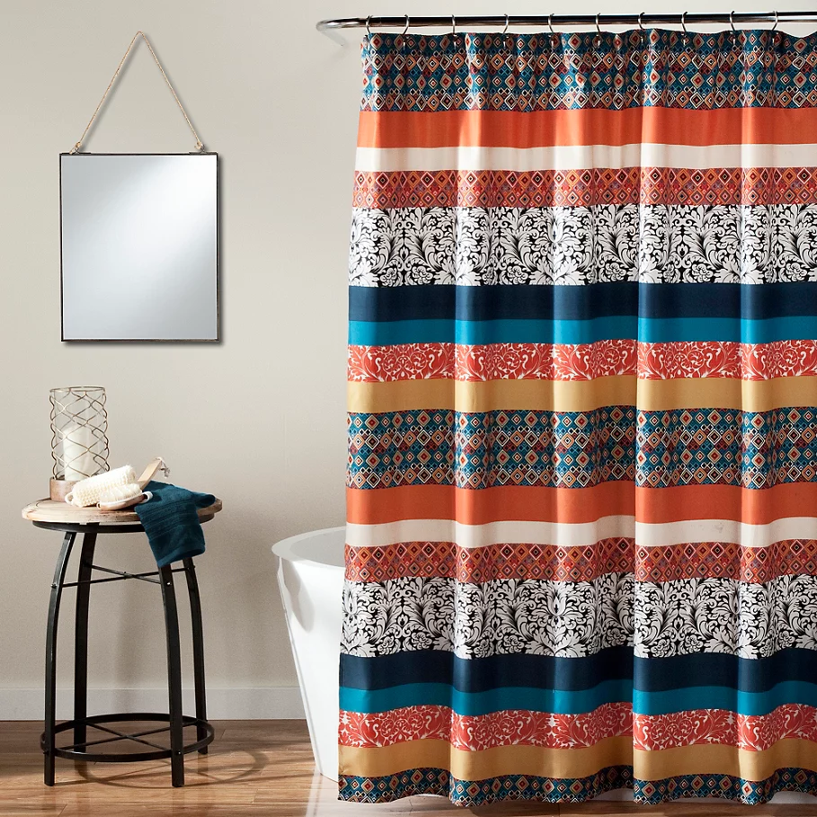 Deny Designs Boho Stripe Shower Curtain in TurquoiseOrange