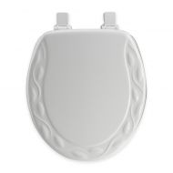 Mayfair Round Ivy Molded Wood Toilet Seat in White with Easy Clean & Change Hinge