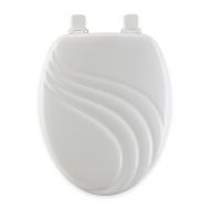 Mayfair Swirl Elongated Molded Wood Toilet Seat in White with Easy Clean & Change Hinge