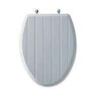 Mayfair Cottage Classic Elongated Molded Wood Toilet Seat in White with Chrome Hinge