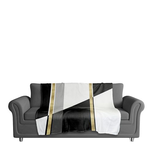  Black and White Inversed with Gold Throw Blanket