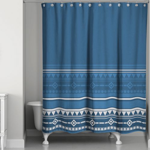  Tribal Geo Shower Curtain in Blue
