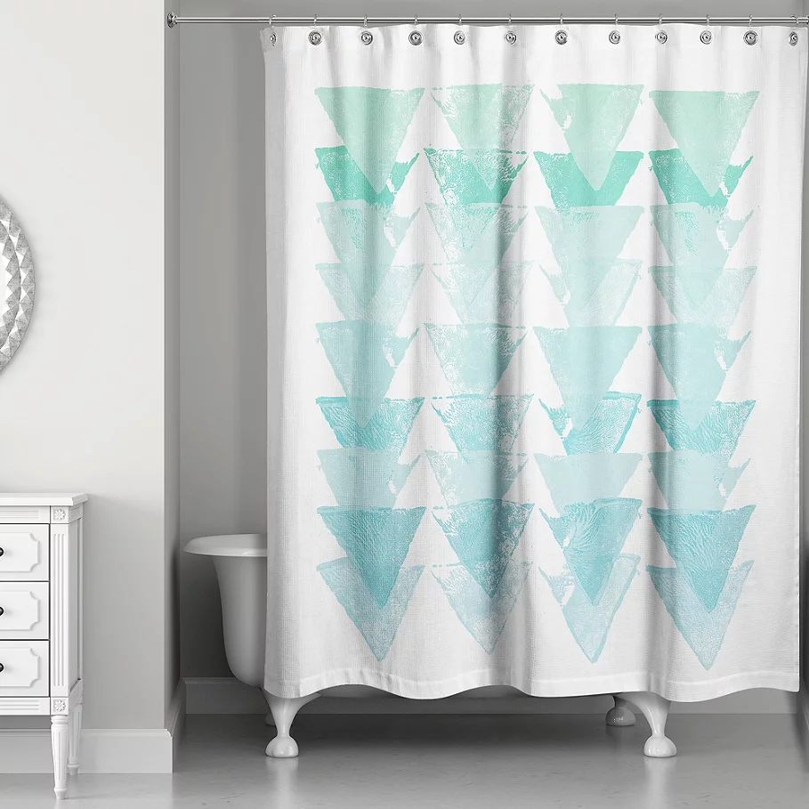  Sea Glass Triangles Shower Curtain in BlueWhite