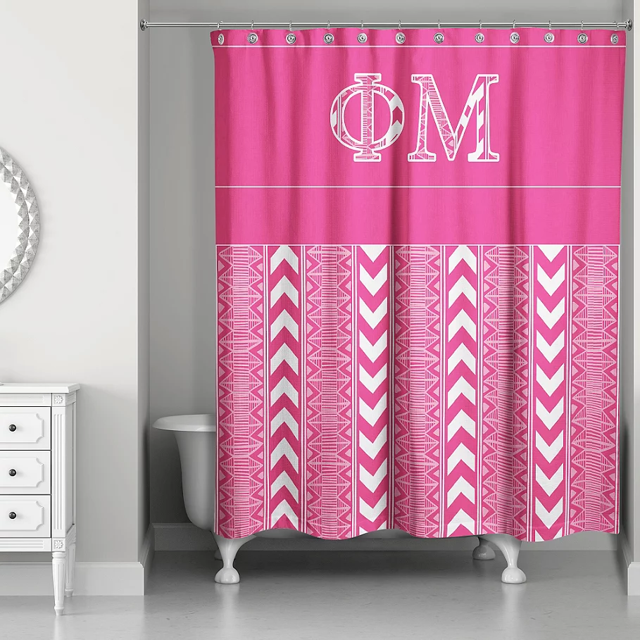 Phi Mu Shower Curtain in PinkWhite
