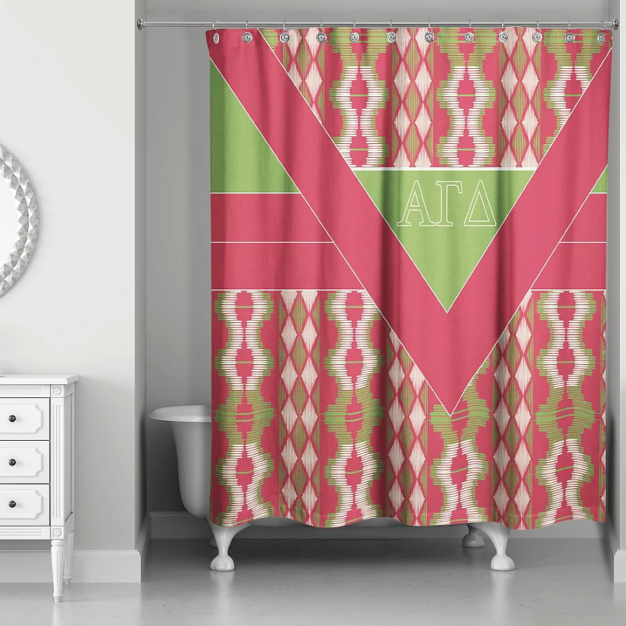 Alpha Gamma Delta Shower Curtain in PinkGreen