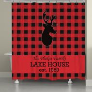Laural Home Buffalo Check Shower Curtain in RedBlack