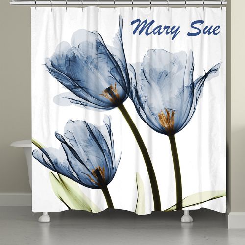  Laural Home Tulip Shower Curtain in BlueWhite