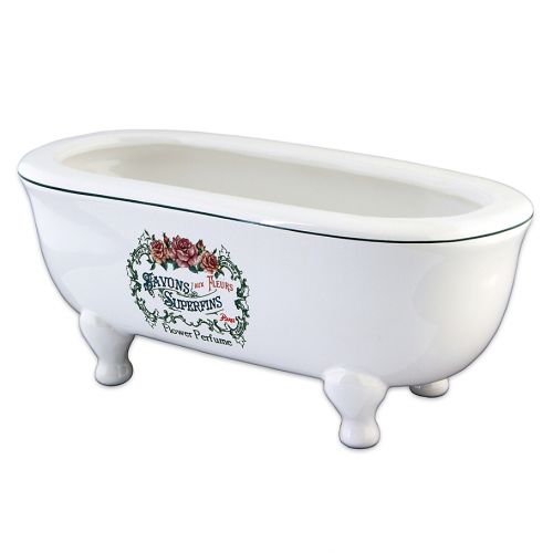  Kingston Brass Aqua Eden Savon Superfins Mini Bathtub Ceramic Soap Dish in White