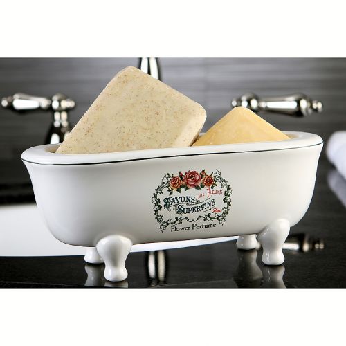  Kingston Brass Aqua Eden Savon Superfins Mini Bathtub Ceramic Soap Dish in White