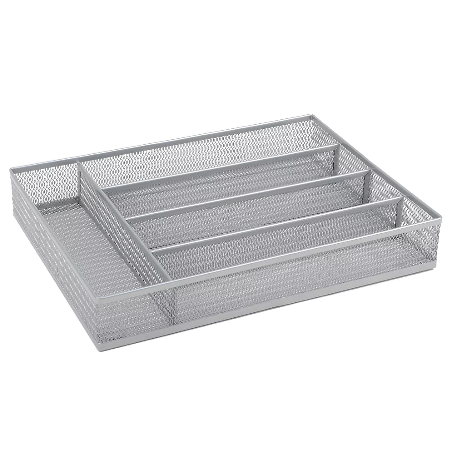 .ORG Powder-Coated Small Mesh Cutlery Tray in Silver