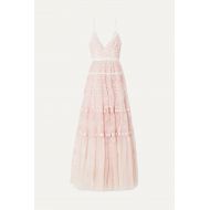 Needle & Thread Satin-trimmed embroidered tulle gown