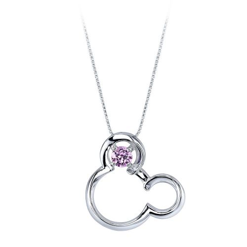 디즈니 Disney Mickey Mouse June Birthstone Necklace for Women - Light Amethyst