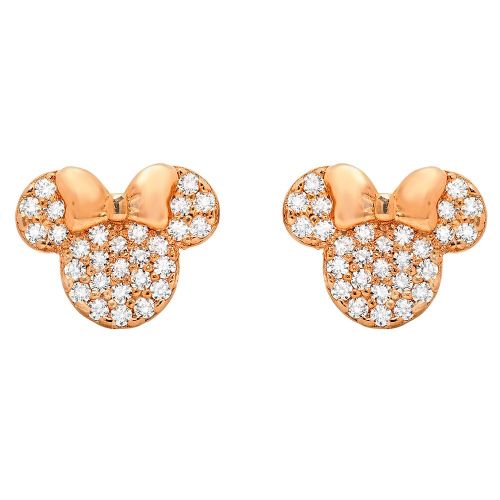 디즈니 Disney Minnie Mouse Icon Stud Earrings by CRISLU - Rose Gold