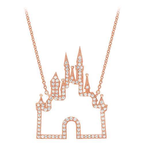 디즈니 Disney Fantasyland Castle Necklace by CRISLU - Rose Gold