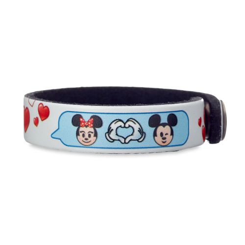 디즈니 Disney Mickey and Minnie Mouse Emoji Leather Bracelet - Personalizable
