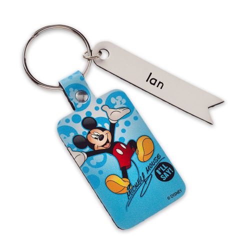 디즈니 Disney Mickey Mouse Signature Leather Keychain - Personalizable