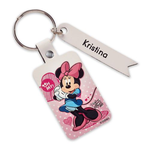 디즈니 Disney Minnie Mouse Signature Leather Keychain - Personalizable