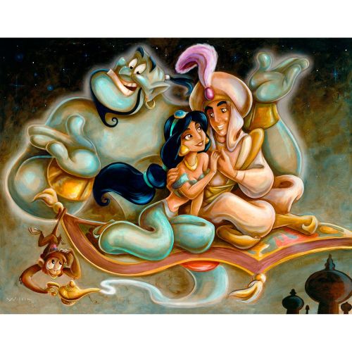 디즈니 Disney Aladdin and Jasmine Giclee by Darren Wilson