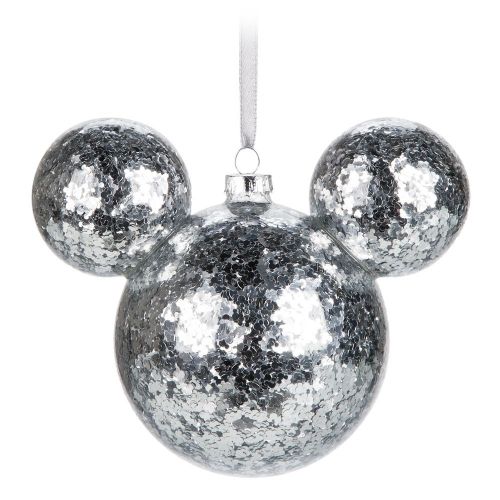 디즈니 Disney Mickey Mouse Icon Glass Ornament - Silver Confetti