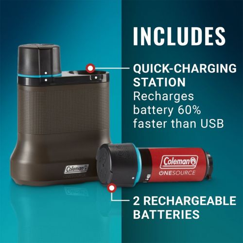 콜맨 Coleman OneSource 2-Port Quick-Charging Station + Battery - 2-Pack