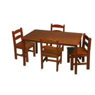 Gift Mark Rectangle Table Set with 4 Chairs, Honey