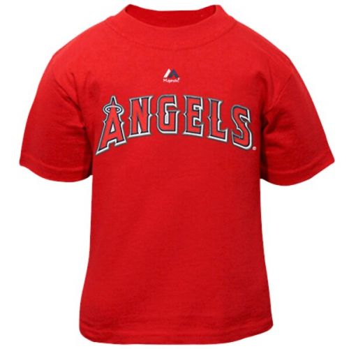  Toddler Los Angeles Angels Mike Trout Majestic Red Player Name and Number T-Shirt
