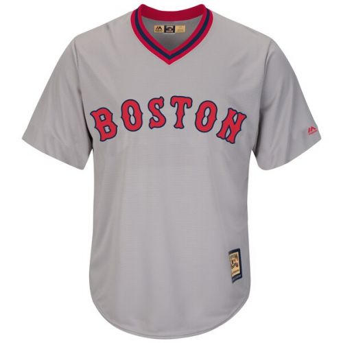  Men's Boston Red Sox Majestic Road Gray Cooperstown Cool Base Replica Team Jersey