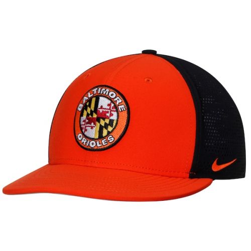 나이키 Mens Baltimore Orioles Nike Orange/Black True Vapor Swoosh Performance Flex Hat