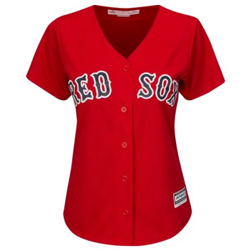  Women's Boston Red Sox Dustin Pedroia Majestic Alternate Red Plus Size Cool Base Player Jersey