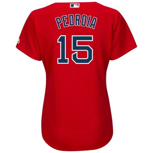  Women's Boston Red Sox Dustin Pedroia Majestic Alternate Red Plus Size Cool Base Player Jersey