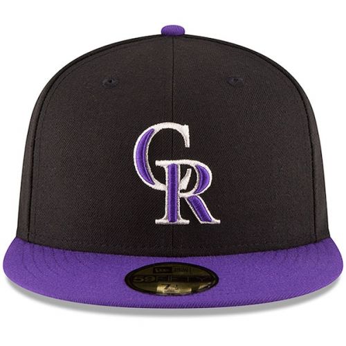  Men's Colorado Rockies New Era BlackPurple Authentic Collection On Field 59FIFTY Structured Hat