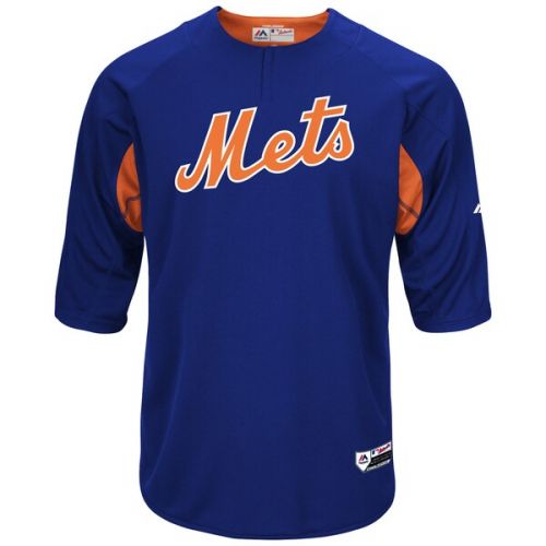  Men's New York Mets Majestic RoyalOrange Authentic Collection On-Field 34-Sleeve Batting Practice Jersey