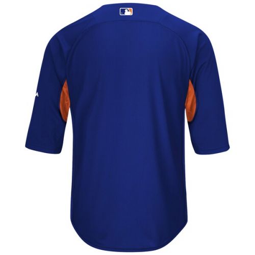  Men's New York Mets Majestic RoyalOrange Authentic Collection On-Field 34-Sleeve Batting Practice Jersey