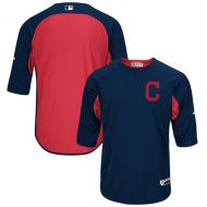 Men's Cleveland Indians Majestic NavyRed Authentic Collection On-Field 34-Sleeve Batting Practice Jersey